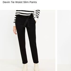 LOFT Black Paperbag Ankle Pants with Tie Waist